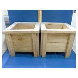 set of 2 small hand-crafted wooden planters