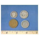 coin lot Barber Indian head, 2 cent, buffalo