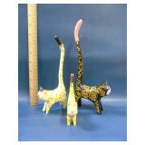 set of 3 Indonesian albriza wood cats