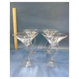 2 Libbey martini glasses offset stems