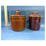 brown glazed butter or cheese crocks