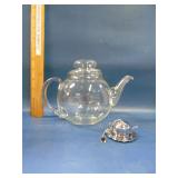 Pyrex flame ware glass teapot with strainer