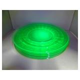 5 green uranium glass plates