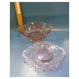 2-piece pink glass lot