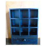 9 compartment wooden shadow box with drawer