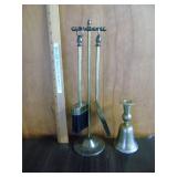 mini fireplace set with brass bell/candlestick