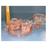 Pink depression style glass lot