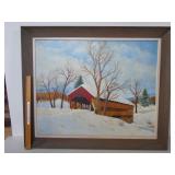 covered bridge painting