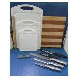 cutting boards/knives lot