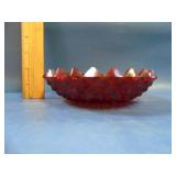 red English hobnail candy dish