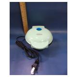 Dash mini waffle maker in aqua makes 4 inch waffle