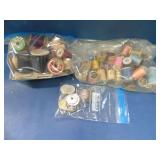 vintage buttons and wooden thread spools lot