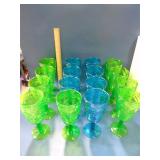 16 plastic tiki face wine or stem glasses