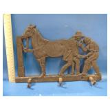 rustic cast iron horse hook rack blacksmith horse