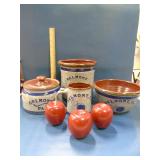 Delmont Pa salt glazed pottery plus wooden apples