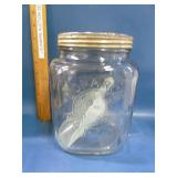 vintage Monarch Finer foods glass jar with scoop