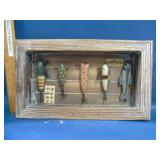 fishing lures in shadow box