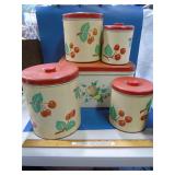 vintage tin bread box and canister set