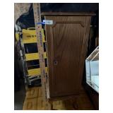 OAK JEWELRY ARMOIRE, MIRROR, 4 DRAWERS, SHELF