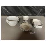 2) MAINSTAY BOWLS,4) CORNING WARE SIDEKICK, PLATE