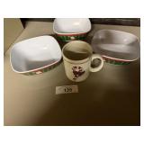 CHRISTMAS DISHES: 3)MELANIME SERVING DISHES &