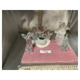 GLASS ANGEL & TREE, ACRIYLIC  SNOWMAN CANDLES