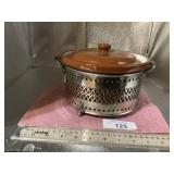 ROMAFIN POT & LID W/ SILVER CADDY