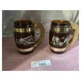 2) VINTAGE SIESTA WARE AMBER GLASS BARREL MUGS
