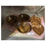 3) MONKEY POD WOOD BOWLS & DIVIDED SERVING BOWL