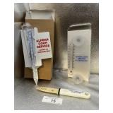 ALPENA COOP RAIN GUAGE IN BOX, ALPENA COOP KNIFE,