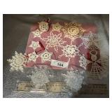 SEVERAL CROTCHET SNOWFLAKES ORNAMENTS, ANGEL,