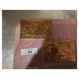 2-COPPER POSTCARDS