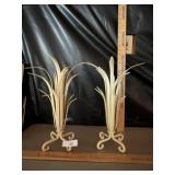 PAIR OF VINTAGE METAL VASES ON STANDS