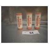 3) ROLLS OF UNCIRCULATED STATE QUARTERS