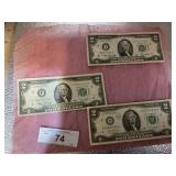 3)$2.00 BILLS: SERIES 2) 1976 & 1) 2017A