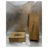 WOOD CARD BOX AND WOOD CHARLIE CHAPLIN GLOVE BOX