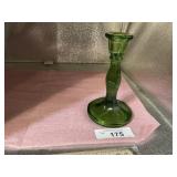 GREEN DEPRESSION GLASS TALL CANDLE STICK