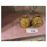 DEPARTMENT 56 GOLD PINE CONE CANDLE HOLDERS