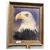 BARNWOOD FRAMED PICTURE OF EAGLE 24"X20"