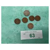 4)WHEAT PENNIES, FOREIGN MONEY, BUFFALO NICKLE