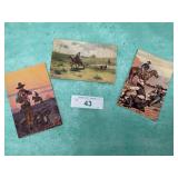 3) COWBOY POST CARDS ONE HAS A 1 CENT STAMP