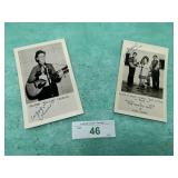2) THE NOVELTY BOYS & CORA DEANE POSTCARDS, SIGNED