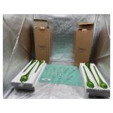 GLASS ORNAMENTS-GREEN & WHITE