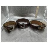 3) LEATHER BELTS, ONE IS AN ARIART SIZE 44, JUSTIN