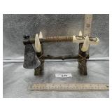 RESIN AX AND STAND, CHIP ON TUSK CHECK OUT PICS