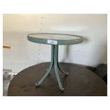 SMALL ROUND PATIO TABLE, GLASS TOP