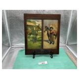 "A PAIR OF THOROUGHBREDS" IN AN OAK FRAME  PICTURE