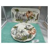 PUMPKIN MELMAC PLATE AND MATCHING TRAY