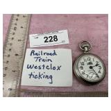 RAILROAD TRAIN WESTCLOX POCKET WATCH
