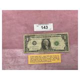 SCARCE BARR NOTE $1.00 BILL